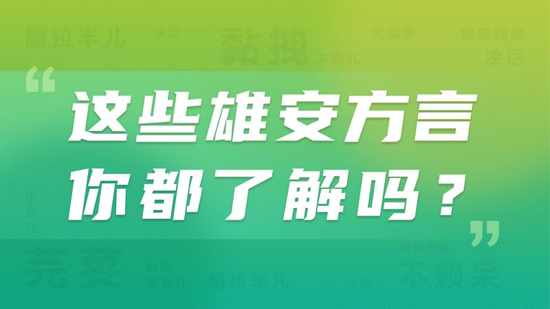 雄安文化丨這些雄安方言你都了解嗎？